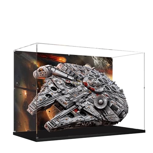 Acryl-Vitrine für Lego 75192 Ultimate Millennium Falcon Modell, 3 mm staubdichte Schaukasten, Vitrine kompatibel mit Lego 75192 (Modell nicht im Lieferumfang enthalten) (Hintergrund 3 mm) von QIXINDGYH