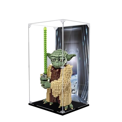 Acryl-Vitrine für Lego 75255 Master Yoda Modell, 3 mm staubdichte Schaukasten, Vitrine kompatibel mit Lego 75255 (Modell nicht im Lieferumfang enthalten) (Hintergrund Build A) von QIXINDGYH