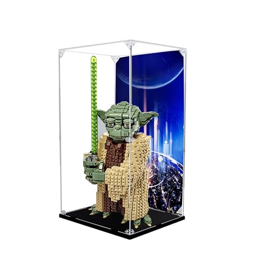 Acryl-Vitrine für Lego 75255 Master Yoda Modell, 3 mm staubdichte Schaukasten, Vitrine kompatibel mit Lego 75255 (Modell nicht im Lieferumfang enthalten) (Hintergrund Build B) von QIXINDGYH