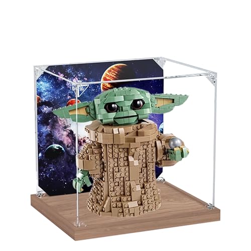 Acryl-Vitrine für Lego 75318 Baby Yoda Modell, 3 mm staubdichte Schaubox, Vitrine kompatibel mit Lego 75318 (Modell nicht im Lieferumfang enthalten) (Hintergrund 3 mm A) von QIXINDGYH