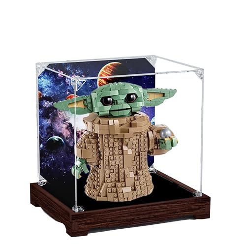 Acryl-Vitrine für Lego 75318 Baby Yoda Modell, 3 mm staubdichte Schaubox, Vitrine kompatibel mit Lego 75318 (Modell nicht im Lieferumfang enthalten) (Hintergrund 3 mm C) von QIXINDGYH