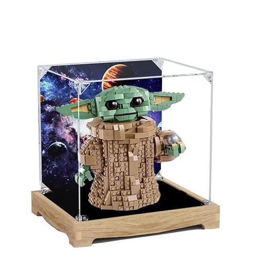 Acryl-Vitrine für Lego 75318 Baby Yoda Modell, 3 mm staubdichte Schaubox, Vitrine kompatibel mit Lego 75318 (Modell nicht im Lieferumfang enthalten) (Hintergrund 3 mm D) von QIXINDGYH