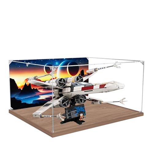 Acryl-Vitrine für Lego 75355 X-Wing Starfighter Modell, 3 mm staubdichte Schaukasten, Vitrine kompatibel mit Lego 75355 (Modell nicht im Lieferumfang enthalten) (Hintergrund 3 mm A) von QIXINDGYH