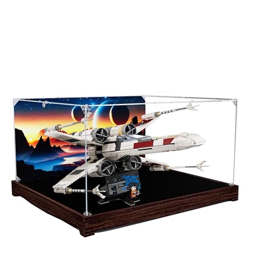Acryl-Vitrine für Lego 75355 X-Wing Starfighter-Modell, 3 mm staubdichte Schaukasten, Vitrine kompatibel mit Lego 75355 (Modell nicht im Lieferumfang enthalten) (Hintergrund 3 mm C) von QIXINDGYH