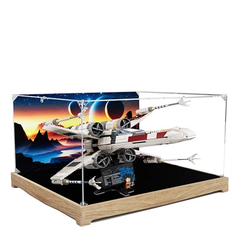Acryl-Vitrine für Lego 75355 X-Wing Starfighter-Modell, 3 mm staubdichte Schaukasten, Vitrine kompatibel mit Lego 75355 (Modell nicht im Lieferumfang enthalten) (Hintergrund 3 mm D) von QIXINDGYH