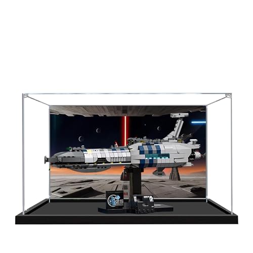 Acryl-Vitrine für Lego 75377 Unsichtbares Hand-Raumschiff-Modell, 3 mm staubdichte Schaukasten, Vitrine kompatibel mit Lego 75377 (Modell nicht im Lieferumfang enthalten) (Hintergrund schwarze Basis B von QIXINDGYH