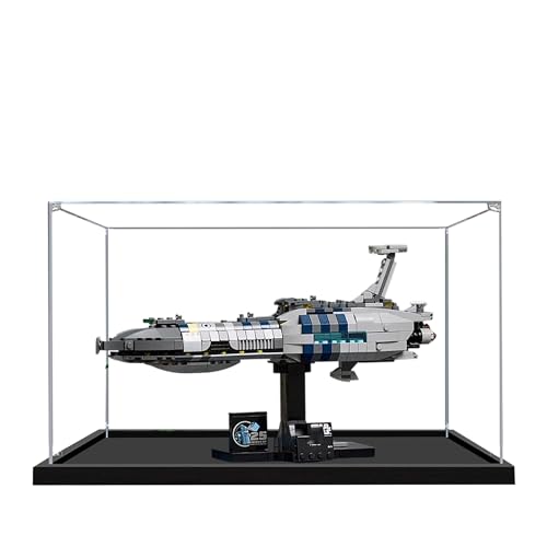 Acryl-Vitrine für Lego 75377 unsichtbares Hand-Raumschiff-Modell, 3 mm staubdichte Schaukasten, Vitrine kompatibel mit Lego 75377 (Modell nicht im Lieferumfang enthalten) (schwarzer Sockel, 3 mm) von QIXINDGYH