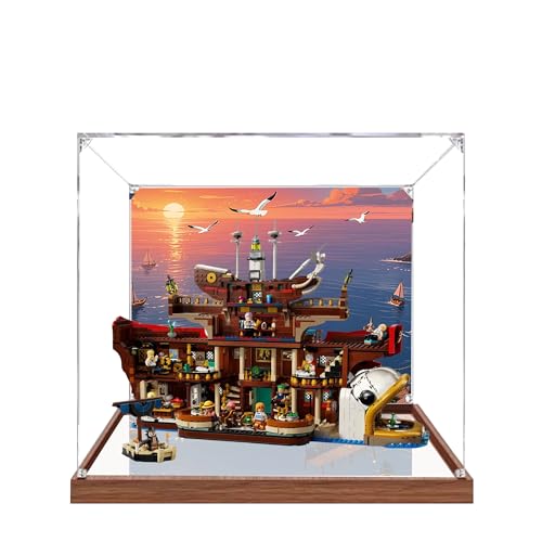 Acryl-Vitrine für Lego 75640 Barati Sea Restaurant Modell, 3 mm staubdichte Schaukasten, Vitrine kompatibel mit Lego 75640 (Modell nicht im Lieferumfang enthalten) (Hintergrund+Spiegel A) von QIXINDGYH