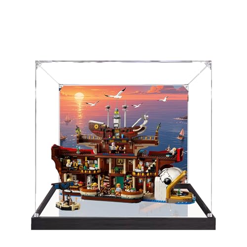 Acryl-Vitrine für Lego 75640 Barati Sea Restaurant Modell, 3 mm staubdichte Schaukasten, Vitrine kompatibel mit Lego 75640 (Modell nicht im Lieferumfang enthalten) (Hintergrund+Spiegel B) von QIXINDGYH