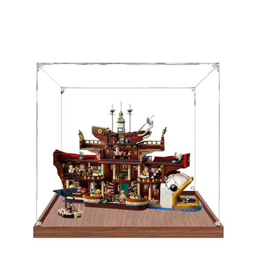 Acryl-Vitrine für Lego 75640 Barati Sea Restaurant Modell, 3 mm staubdichte Schaukasten, Vitrine kompatibel mit Lego 75640 (Modell nicht im Lieferumfang enthalten) (Holzsockel 2 mm) von QIXINDGYH