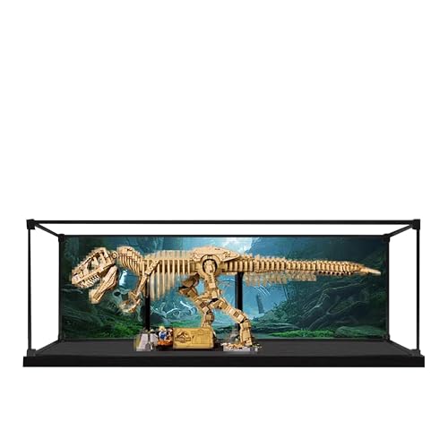 Acryl-Vitrine für Lego 76968 Dinosaurier-Fossil: Tyrannosaurus Rex Modell, 3 mm staubdichte Schaubox, Vitrine kompatibel mit Lego 76968 (Modell nicht im Lieferumfang enthalten) (Hintergrund 3 mm A) von QIXINDGYH