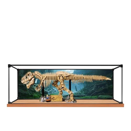 Acryl-Vitrine für Lego 76968 Dinosaurier-Fossil: Tyrannosaurus Rex Modell, 3 mm staubdichte Schaubox, Vitrine kompatibel mit Lego 76968 (Modell nicht im Lieferumfang enthalten) (Hintergrund 3 mm B) von QIXINDGYH