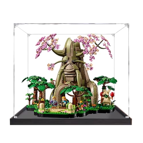 Acryl-Vitrine für Lego 77092 Deku Baum, 3 mm staubdichte Displaybox, staubdichte transparente Vitrine kompatibel mit Lego 77092 (Modell nicht im Lieferumfang enthalten) (Druckknopf, 2 mm, schwarz) von QIXINDGYH