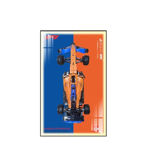 Display Wallboard für Lego 42141 Rennwagen - Wandhalterung Display Ständer Kunst Wandhalterung Rahmen für Rennwagen Bauset, Ideales Geschenk für Modellbegeisterte - 50 x 80 cm (USB LED Licht 42141 D) von QIXINDGYH
