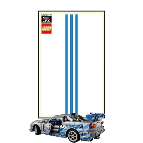Display Wallboard für Lego 42210 Rennwagen - Wandhalterung Display Ständer Kunst Wandhalterung Rahmen für Rennwagen Bauset - 50 x 80 cm (Lichtleiste USB Typ A) von QIXINDGYH