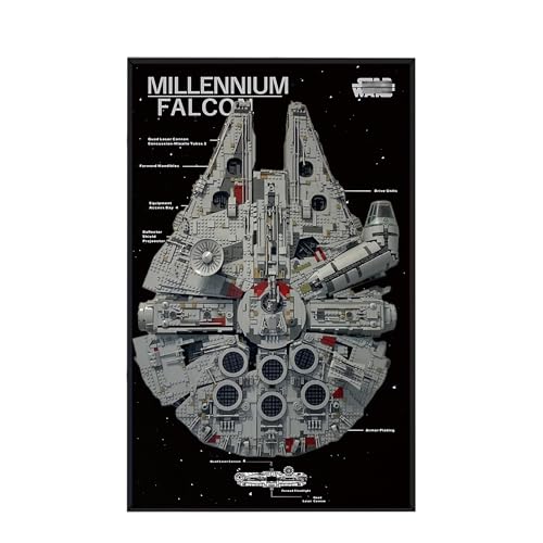 Display Wallboard für Lego 75192 Ultimate Millennium Falcon - Wandhalterung Display Ständer Kunst Wandhalterung Rahmen für Rennwagen Bauset, für Autoliebhaber - 50 x 80 cm (75192 A) von QIXINDGYH