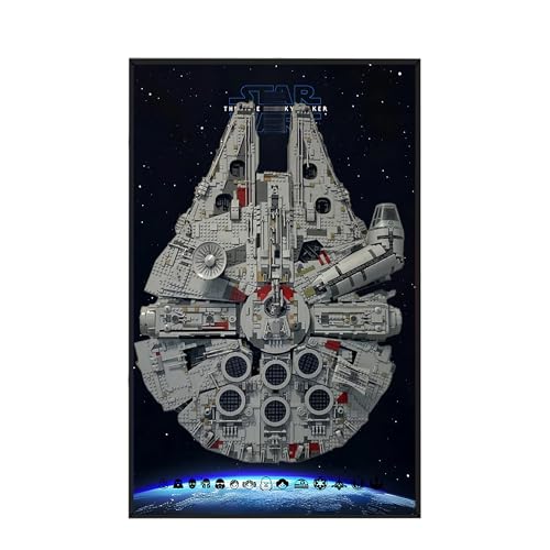 Display Wallboard für Lego 75192 Ultimate Millennium Falcon - Wandhalterung Display Ständer Kunst Wandhalterung Rahmen für Rennwagen Bauset, für Autoliebhaber - 50 x 80 cm (75192 C) von QIXINDGYH