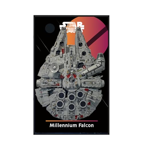 Display Wallboard für Lego 75192 Ultimate Millennium Falcon - Wandhalterung Display Ständer Kunst Wandhalterung Rahmen für Rennwagen Bauset, für Autoliebhaber - 50 x 80 cm (75192 D) von QIXINDGYH