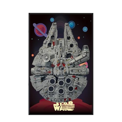Display Wallboard für Lego 75192 Ultimate Millennium Falcon - Wandhalterung Display Ständer Kunst Wandhalterung Rahmen für Rennwagen Bauset, für Autoliebhaber - 50 x 80 cm (75192 G) von QIXINDGYH