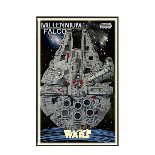 Display Wallboard für Lego 75192 Ultimate Millennium Falcon - Wandhalterung Display Ständer Kunst Wandhalterung Rahmen für Rennwagen Bauset, für Autoliebhaber - 50 x 80 cm (75192 USB LED Licht B) von QIXINDGYH