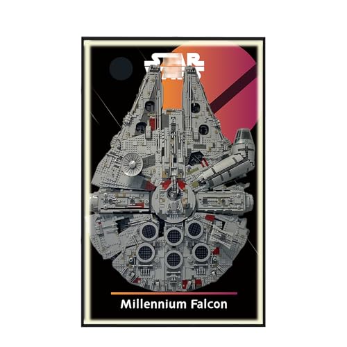 Display Wallboard für Lego 75192 Ultimate Millennium Falcon - Wandhalterung Display Ständer Kunst Wandhalterung Rahmen für Rennwagen Bauset, für Autoliebhaber - 50 x 80 cm (75192 USB LED Licht D) von QIXINDGYH
