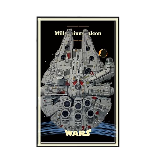Display Wallboard für Lego 75192 Ultimate Millennium Falcon - Wandhalterung Display Ständer Kunst Wandhalterung Rahmen für Rennwagen Bauset, für Autoliebhaber - 50 x 80 cm (75192 USB LED Licht F) von QIXINDGYH