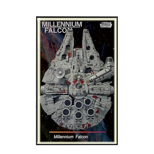 Display Wallboard für Lego 75192 Ultimate Millennium Falcon - Wandhalterung Display Ständer Kunst Wandhalterung Rahmen für Rennwagen Bauset, für Autoliebhaber - 50 x 80 cm (75192 USB LED Licht H) von QIXINDGYH