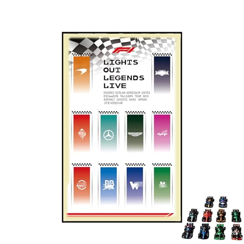 Display Wallboard für Lego 77242-77251 F1 Rennwagen - Wandhalterung Display Ständer Kunst Wandhalterung Rahmen für Rennwagen Bauset - 50 x 80 cm (USB LED Licht A) von QIXINDGYH