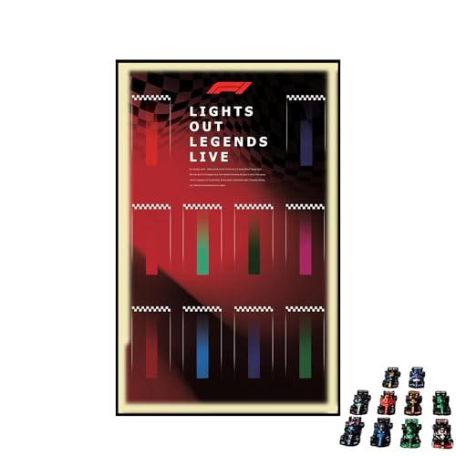 Display Wallboard für Lego 77242-77251 F1 Rennwagen - Wandhalterung Display Ständer Kunst Wandhalterung Rahmen für Rennwagen Bauset - 50 x 80 cm (USB LED Licht B) von QIXINDGYH