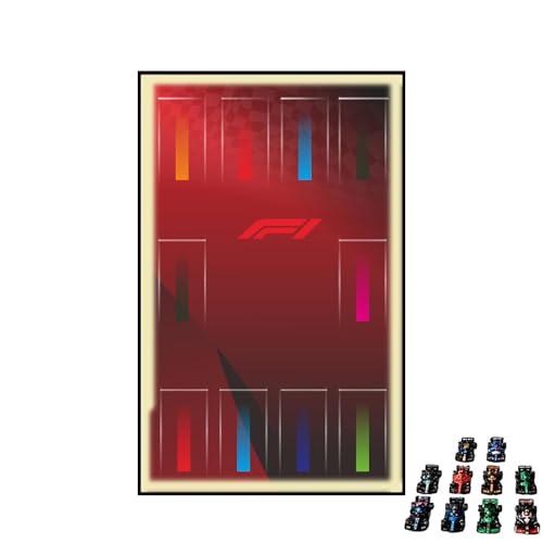 Display Wallboard für Lego 77242-77251 F1 Rennwagen - Wandhalterung Display Ständer Kunst Wandhalterung Rahmen für Rennwagen Bauset - 50 x 80 cm (USB LED Licht C) von QIXINDGYH