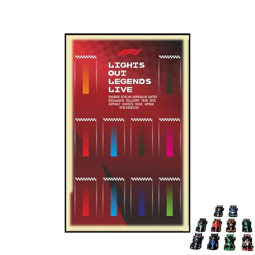 Display Wallboard für Lego 77242-77251 F1 Rennwagen - Wandhalterung Display Ständer Kunst Wandhalterung Rahmen für Rennwagen Bauset - 50 x 80 cm (USB LED Licht F) von QIXINDGYH