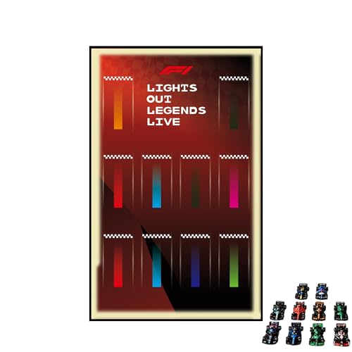 Display Wallboard für Lego 77242-77251 F1 Rennwagen - Wandhalterung Display Ständer Kunst Wandhalterung Rahmen für Rennwagen Bauset - 50 x 80 cm (USB LED Licht H) von QIXINDGYH