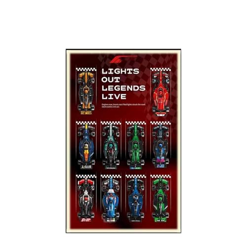 Display Wallboard für Lego 77242-77251 F1 Serie Rennwagen - Wandhalterung Display Ständer Kunst Wandhalterung Rahmen für Rennwagen Bauset - 50 x 80 cm (USB LED Licht B) von QIXINDGYH