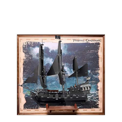 Display Wandboard für Lego 10365 Captain Jack's Black Pearl - Wandhalterung Display Ständer Kunst Wandhalterung Rahmen für Piratenschiff Bauset - 90 x 80 cm (B,Walnuss Massivholz) von QIXINDGYH