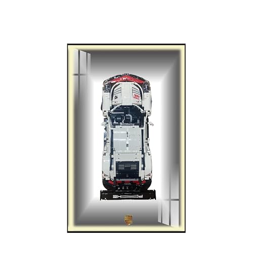 Display Wandboard für Lego 42096 Rennwagen - Wandhalterung Display Ständer Kunst Wandhalterung Rahmen für Rennwagen Bauset, Ideales Geschenk für Modellbegeisterte - 50 x 80 cm (USB LED Licht 42096 D) von QIXINDGYH