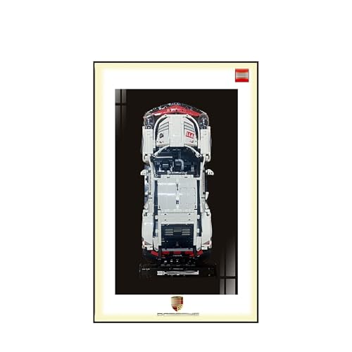 Display Wandboard für Lego 42096 Rennwagen - Wandhalterung Display Ständer Kunst Wandhalterung Rahmen für Rennwagen Bauset, Ideales Geschenk für Modellbegeisterte - 50 x 80 cm (USB LED Licht 42096A) von QIXINDGYH