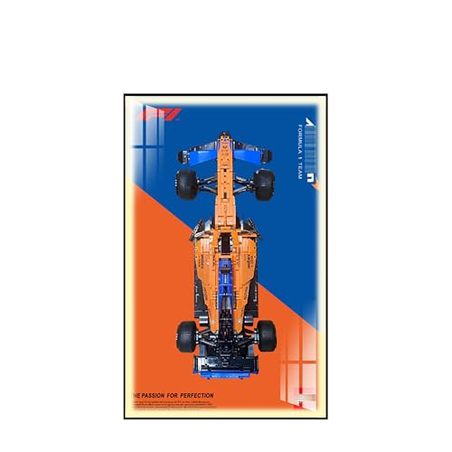 Display Wandboard für Lego 42141 Rennwagen - Wandhalterung Display Ständer Kunst Wandhalterung Rahmen für Rennwagen Bauset, Ideales Geschenk für Modellbegeisterte - 50 x 80 cm (USB LED Licht 42141 C) von QIXINDGYH