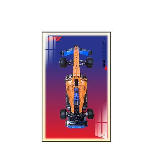 Display Wandboard für Lego 42141 Rennwagen - Wandhalterung Display Ständer Kunst Wandhalterung Rahmen für Rennwagen Bauset, Ideales Geschenk für Modellbegeisterte - 50 x 80 cm (USB LED Licht 42141A) von QIXINDGYH
