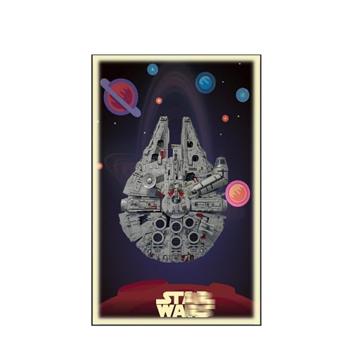 Display Wandboard für Lego 75375 Millennium Falcon - Wandhalterung Display Ständer Kunst Wandhalterung Rahmen für Rennwagen Bauset Ideales Geschenk für Modellbegeisterte - 50 x 80 cm (75375 USB LED von QIXINDGYH