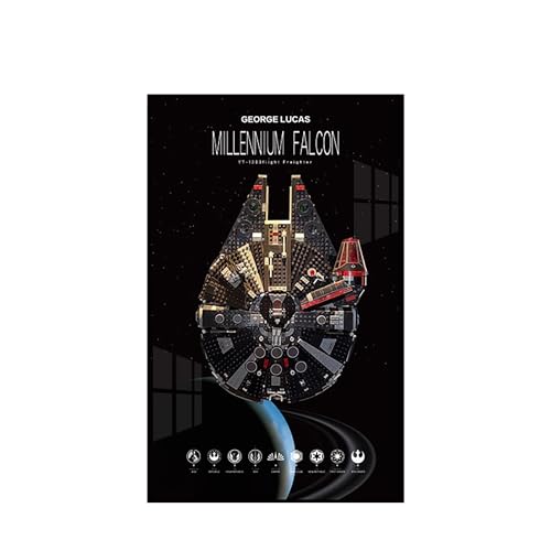 Display Wandboard für Lego 75389 Millennium Falcon - Wandhalterung Display Ständer Kunst Wandhalterung Rahmen für Rennwagen Bauset, Ideales Geschenk für Modellbegeisterte - 50 x 80 cm (75389 A) von QIXINDGYH