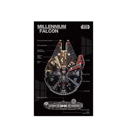 Display Wandboard für Lego 75389 Millennium Falcon - Wandhalterung Display Ständer Kunst Wandhalterung Rahmen für Rennwagen Bauset, Ideales Geschenk für Modellbegeisterte - 50 x 80 cm (75389 B) von QIXINDGYH