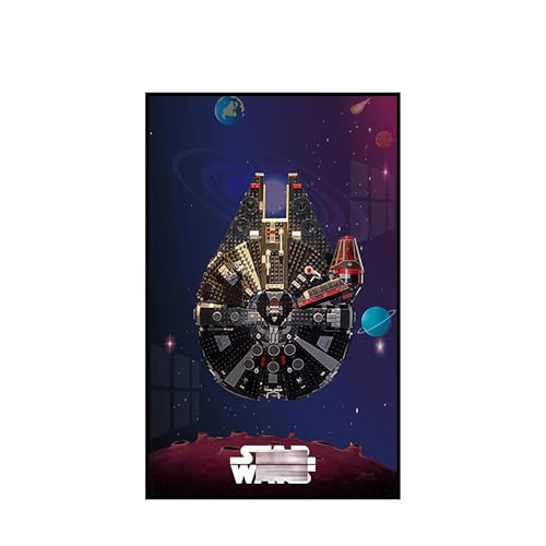 Display Wandboard für Lego 75389 Millennium Falcon - Wandhalterung Display Ständer Kunst Wandhalterung Rahmen für Rennwagen Bauset, Ideales Geschenk für Modellbegeisterte - 50 x 80 cm (75389 D) von QIXINDGYH