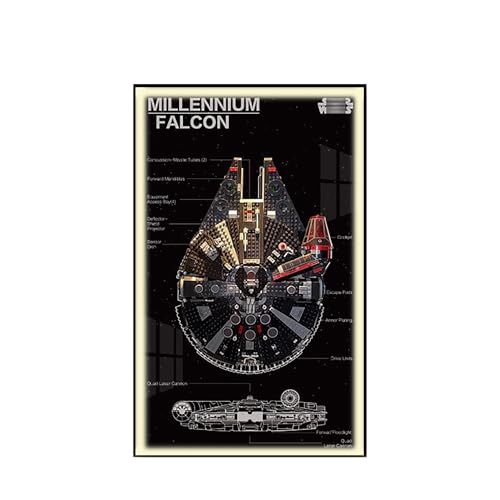 Display Wandboard für Lego 75389 Millennium Falcon - Wandhalterung Display Ständer Kunst Wandhalterung Rahmen für Rennwagen Bauset, Ideales Geschenk für Modellbegeisterte - 50 x 80 cm (75389 USB LED von QIXINDGYH
