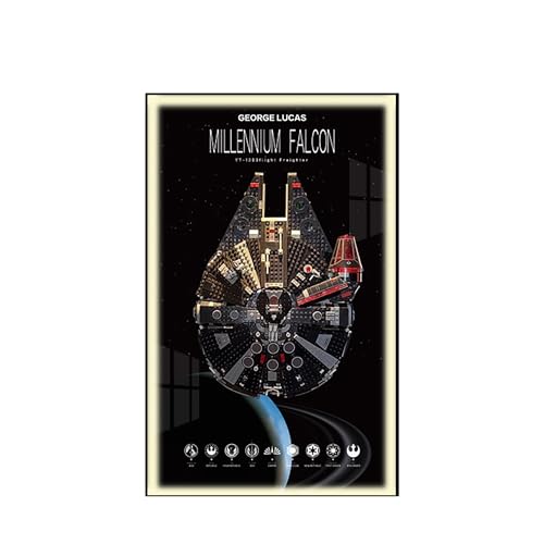 Display Wandboard für Lego 75389 Millennium Falcon - Wandhalterung Display Ständer Kunst Wandhalterung Rahmen für Rennwagen Bauset Ideales Geschenk für Modellbegeisterte - 50 x 80 cm (75389 USB LED von QIXINDGYH