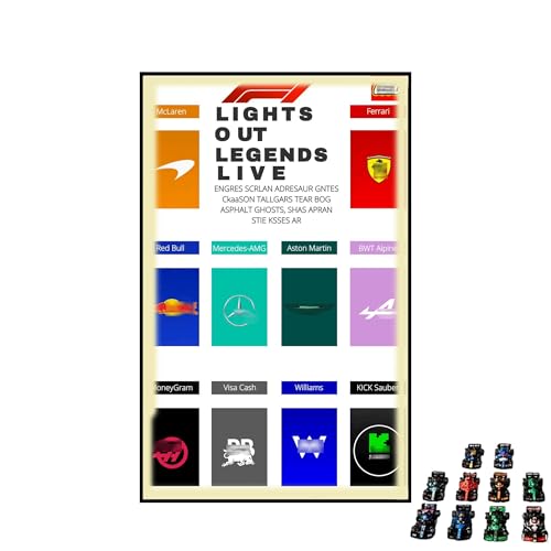 Display Wandboard für Lego 77242-77251 F1 Rennwagen - Wandhalterung Display Ständer Kunst Wandhalterung Rahmen für Rennwagen Bauset - 50 x 80 cm (USB LED Licht E) von QIXINDGYH