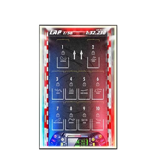 Display Wandboard für Lego 77242-77251 F1 Serie Rennwagen - Wandhalterung Display Ständer Kunst Wandhalterung Rahmen für Rennwagen Bauset - 50 x 80 cm (USB LED Licht E) von QIXINDGYH