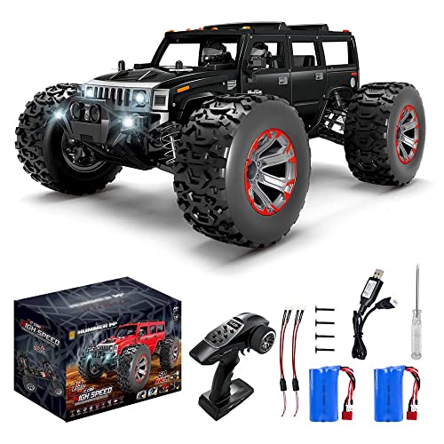 QIYHBVR All Terrain RC Car Im Maßstab 1:10, 50 Km/h Hochgeschwindigkeits-4WD-Elektrofahrzeug Mit 2,4-GHz-Fernbedienung, Wasserdichter 4X4-Geländewagen Mit Zwei Wiederaufladbaren Batterien von QIYHBVR