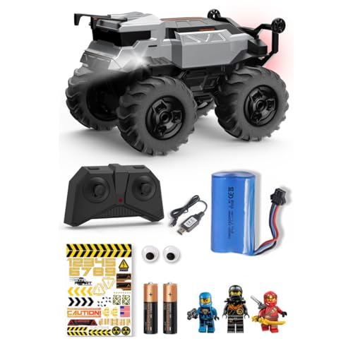 QIYHBVR Amphibisches Ferngesteuertes Auto, Wasserdichter 2,4-GHz-RC-Monstertruck Mit Bausteinen, DIY-Aufklebern, Lichtern, All-Terrain-4WD-Geländewagen-Geschenke Für Jungen/Mädchen QIYHBVR Amphibisches Ferngesteuertes Auto, Wasserdichter 2,4-GHz-RC-Monstertruck Mit Bausteinen, DIY-Aufklebern, Lichtern, All-Terrain-4WD-Geländewagen-Geschenke Für Jungen/Mädchen von QIYHBVR