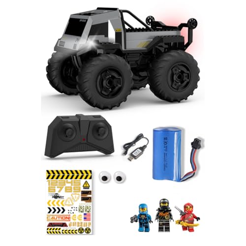 QIYHBVR Amphibisches Ferngesteuertes Auto, Wasserdichter 2,4-GHz-RC-Monstertruck Mit Bausteinen, DIY-Aufklebern, Lichtern, All-Terrain-4WD-Geländewagen-Geschenke Für Jungen/Mädchen QIYHBVR Amphibisches Ferngesteuertes Auto, Wasserdichter 2,4-GHz-RC-Monstertruck Mit Bausteinen, DIY-Aufklebern, Lichtern, All-Terrain-4WD-Geländewagen-Geschenke Für Jungen/Mädchen von QIYHBVR