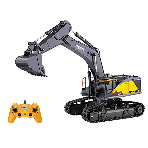 QIYHBVR Fernbedienung Bagger Spielzeug Mit Metallschaufel 22 Kanal Voll Funktionsfähige RC Baufahrzeuge Mit Licht & Sound 2,4 GHz RC Bagger Spielzeug Für Jungen von QIYHBVR